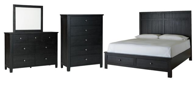 Benchcraft® Noorbrook 4-Piece Black King Storage Panel Bed Set-0