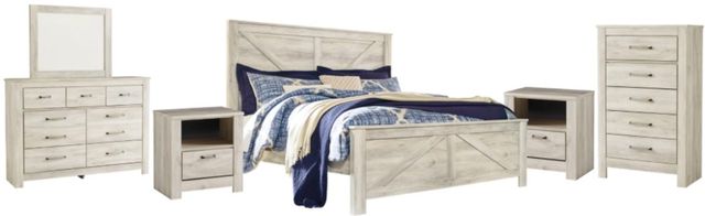 Signature Design by Ashley® Bellaby 6-Piece Whitewash King Crossbuck Panel Bed Set-0