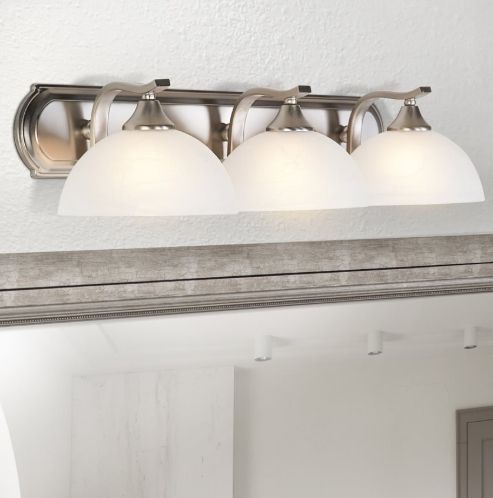 YHD Glacier Point Ivory Cloud/Satin Nickel 3-Light Incandescent Vanity Lighting-1