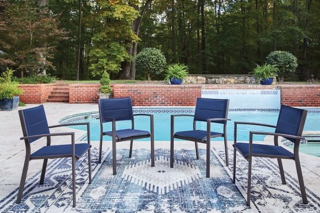 Signature Design by Ashley® Rocky Creek Blue/Gray Aluminum Outdoor Sling Arm Chair-1