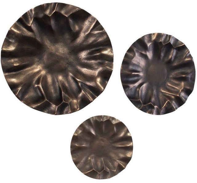 Uttermost® Peonia 3-Piece Golden Dark Bronze Aluminium Indoor-Outdoor Wall Decor Set -0