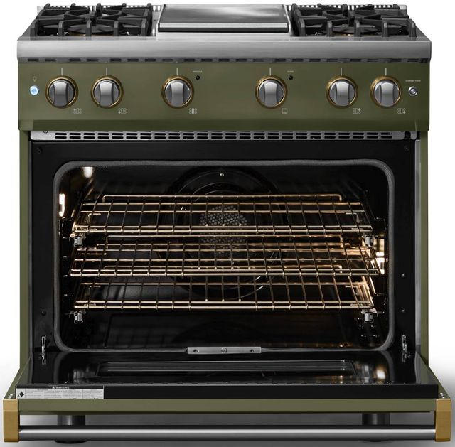 Viking® 5 Series 36" Martini Pro Style Gas (NG) Range with Brushed Brass Trim-1