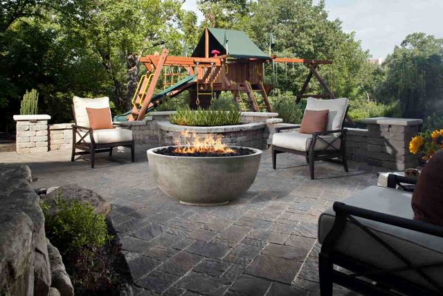 XO 39" Limestone Natural Gas Fire Bowl-1