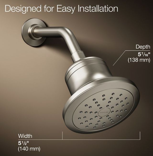 KOHLER® Cinq® Vibrant Brushed Nickel 2.5 GPM Round Single-Function Filtered Showerhead-3