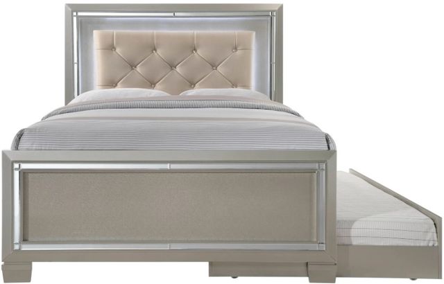 Elements International Platinum Champagne Full Youth Platform Bed with Trundle-1