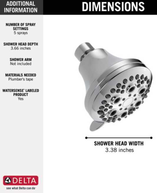 Delta Universal Showering Chrome Premium 5-Setting Shower Head-1