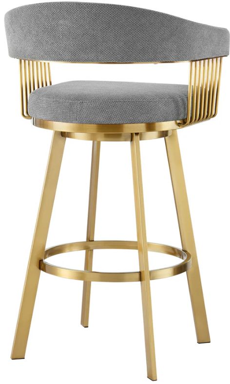 Armen Living Chelsea Anchor Gray/Gold Bar Stool-4