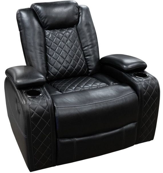 American Wholesale Furniture Omega Black Manual Glider Recliner-0
