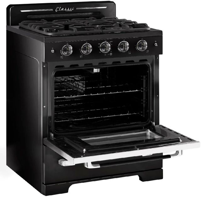 Unique Appliances Classic Retro 30" Midnight Black Slide-In Gas Range-3