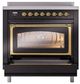 Ilve® Nostalgie II Noblesse 36'' Glossy Black Pro Style Induction Range with Brass Trim-3