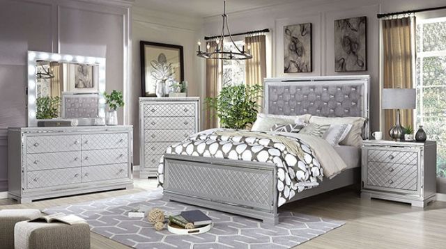Furniture of America® Belleterre 4-Piece Silver Queen Panel Bedroom Set-0