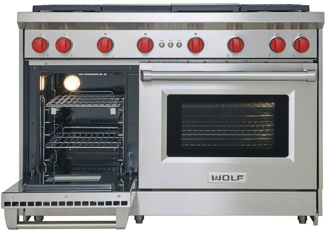 Wolf® 48" 8-Burners Stainless Steel Pro Style Liquid Propane Gas Range with Infrared Griddle -1