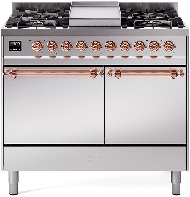 Ilve® Nostalgie II Series 40" Stainless Steel Pro Style Dual Fuel Range-0