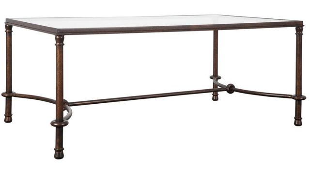 Uttermost® Warring Glass Top Coffee Table with Rustic Bronze Frame-0
