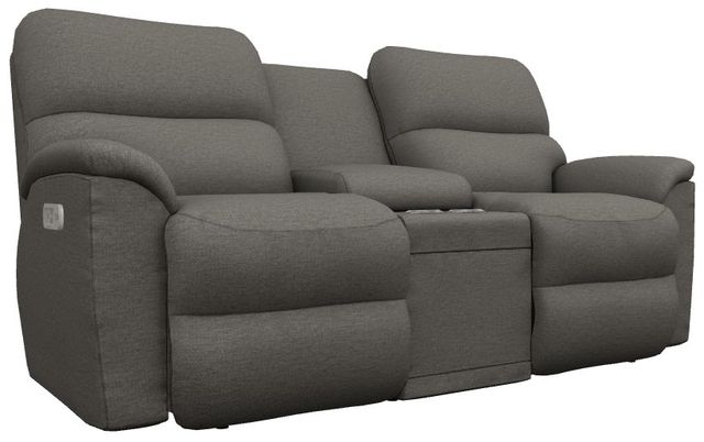 La-Z-Boy® Brooks Charcoal Power Reclining Loveseat with Console and Headrest-0