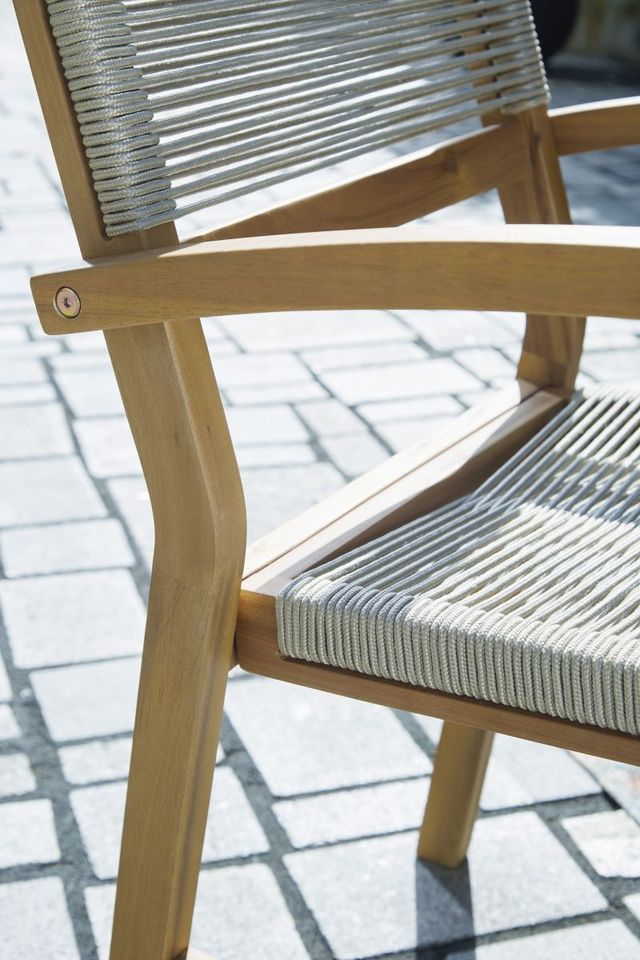 Signature Design by Ashley® Janiyah Light Brown Set of 2 Outdoor Dining Arm Chair-3