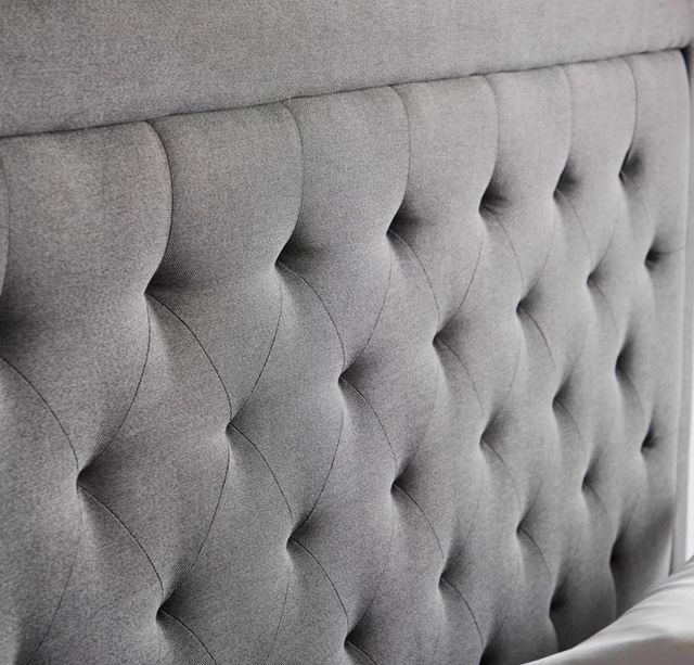 Malouf® Hennessey Charcoal King Upholstered Headboard-3