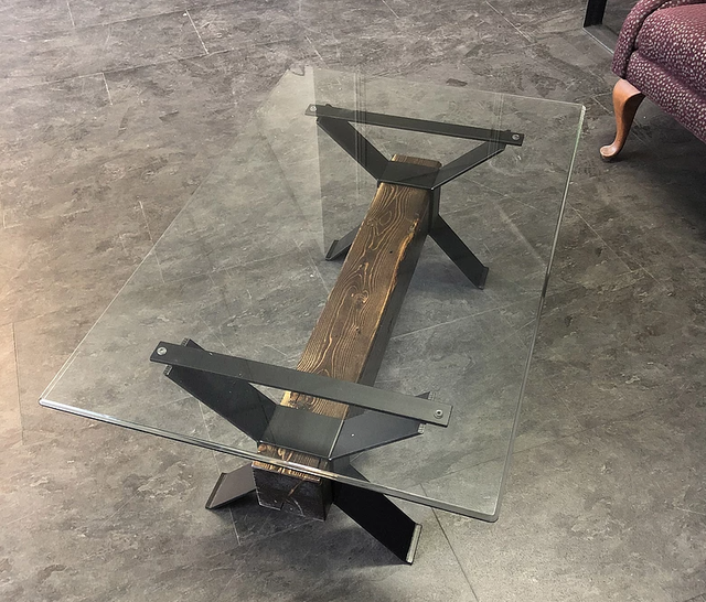 Forge Design Poutre Glass Top Coffee Table-1