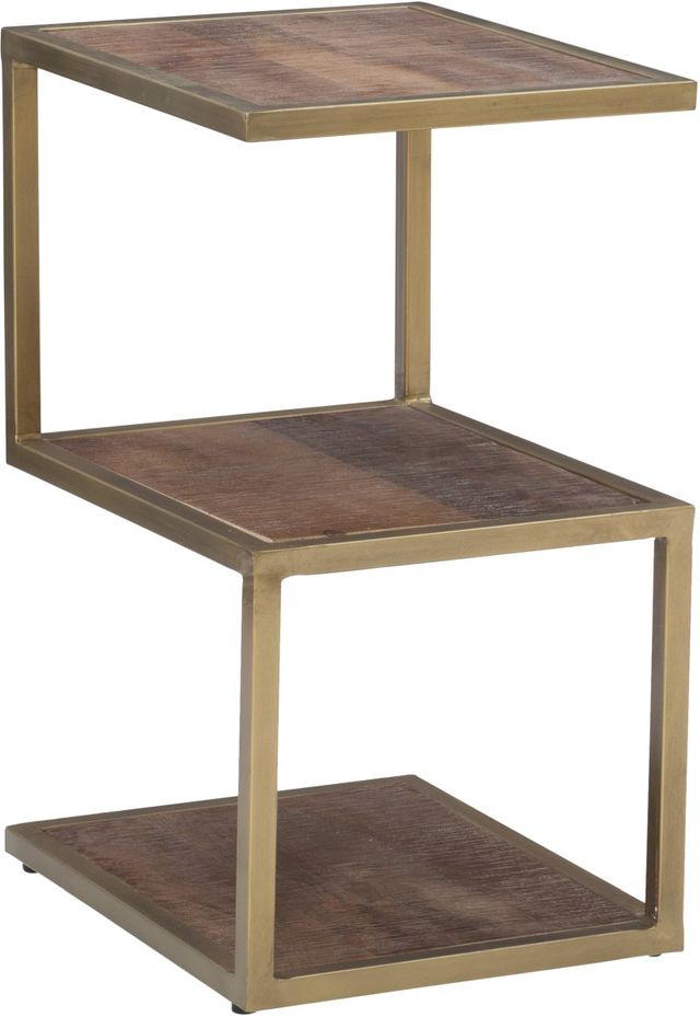 Powell® Erickson Brown Accent Table with Antique Gold Frame-0