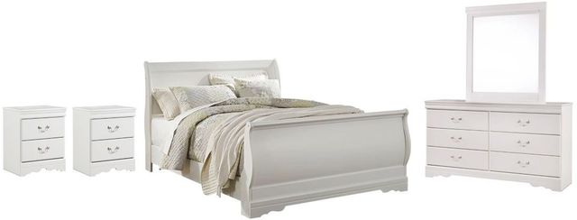 Signature Design by Ashley® Anarasia 4-Piece White Queen Sleigh Bed Set-0