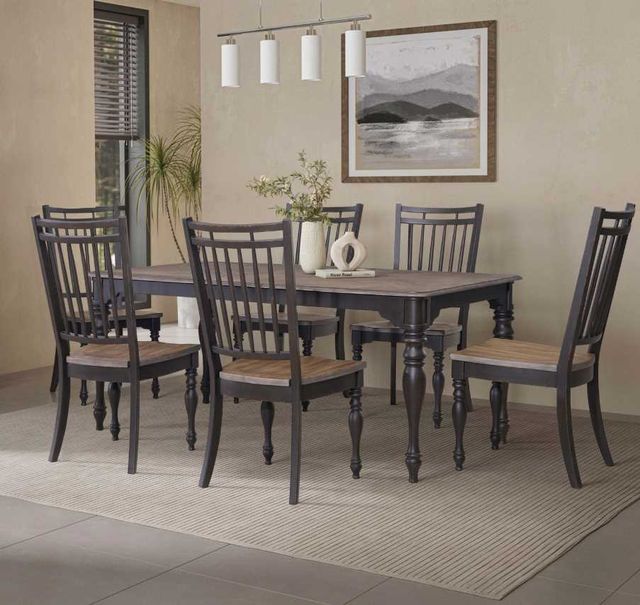 Liberty Furniture Magnolia Manor Opt 7-Piece Antique Black/Weathered Bark Dining Table Set-1