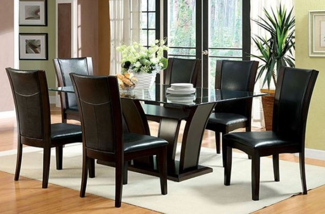 Furniture of America® Manhattan 7-Piece Brown Cherry Dining Set-1