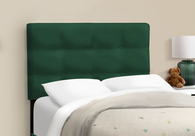 Monarch Specialties Inc. Green Twin Upholstered Panel Youth Bed-2