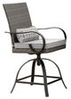 Furniture of America® Arosa 2-Piece Black/Gray Polyrattan/Steel Outdoor Counter Swivel Arm Chair Set-0