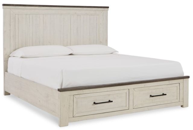 Benchcraft® Brewgan 6-Piece Two-Tone California King Storage Panel Storage Bed Set-1