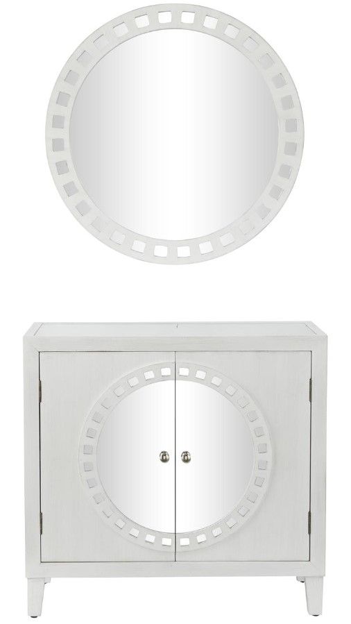 Deco Marche White Console Table with Mirror Set-1