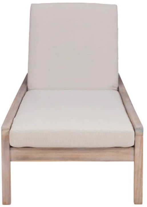 Linon Svana Beige/Natural Fabric/Wood Outdoor Chaise Lounger-3