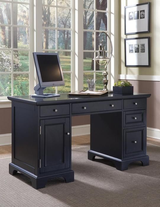 homestyles® Bedford Black Pedestal Desk-1
