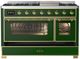 Ilve® Majestic III 48" Emerald Green Pro Style Dual Fuel Liquid Propane Range with Triple Glass Door and Brass Trim-1