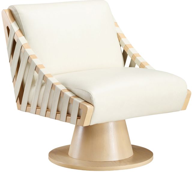 Meridian Furniture Millwin Cream/Natural Vegan Leather Swivel Accent Chair-0