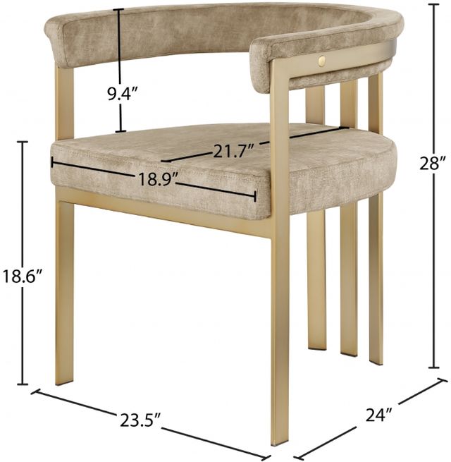 Meridian Furniture Marcello Beige/Brushed Brass Dining Chair-3