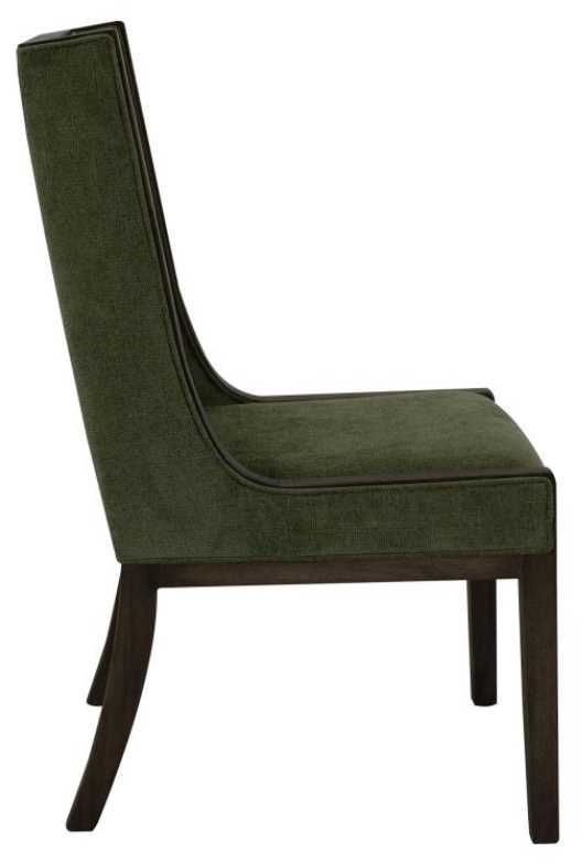 International Furniture Direct Dark Mezquite Green/Stained Dark Upholstered Dining Side Chair-1
