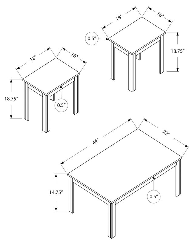 Monarch Specialties Inc. 3 Piece Espresso Table Set-3