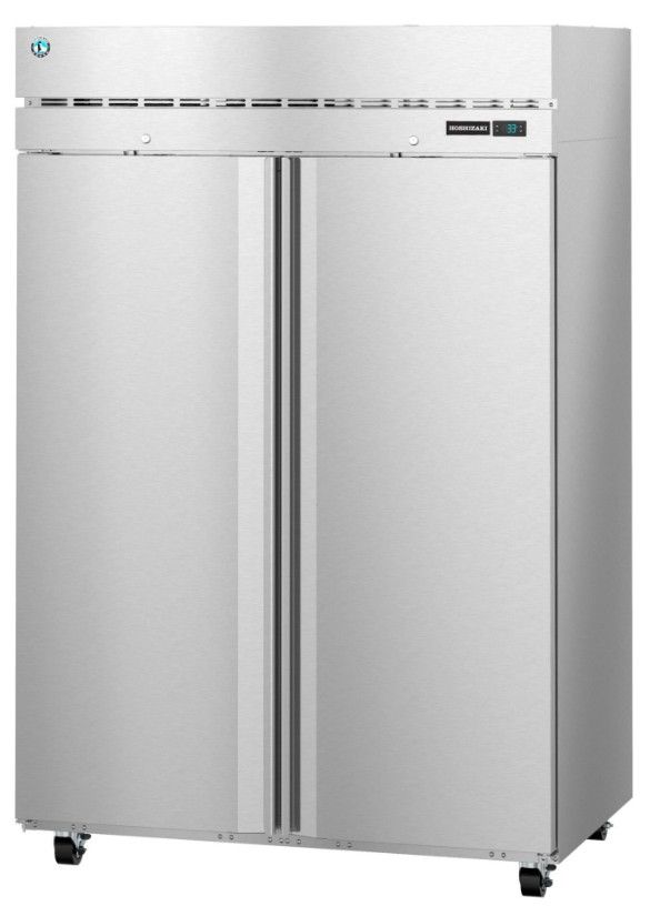 Hoshizaki Steelheart® 55" 47.1 Cu. Ft. Stainless Steel Two Section Upright Refrigerator with Full Solid Doors and Lock-1