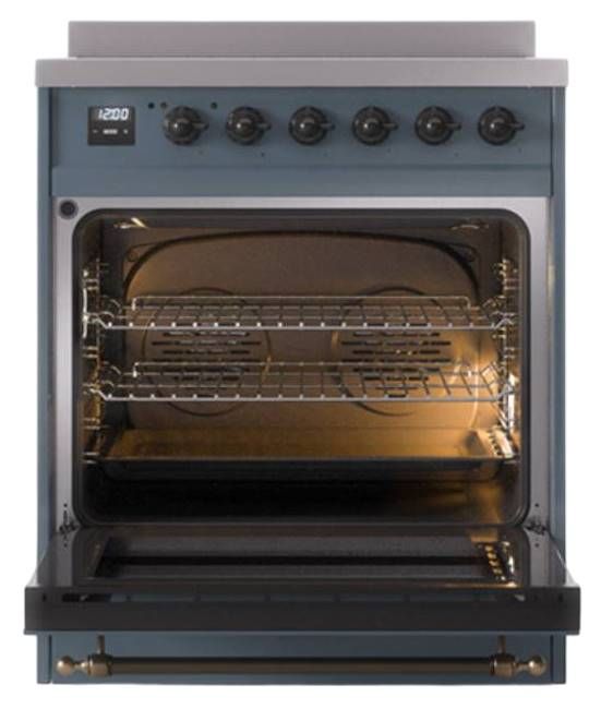 Ilve® Nostalgie II Noblesse 30'' Blue Gray Pro Style Induction Range with Burnished Trim-2