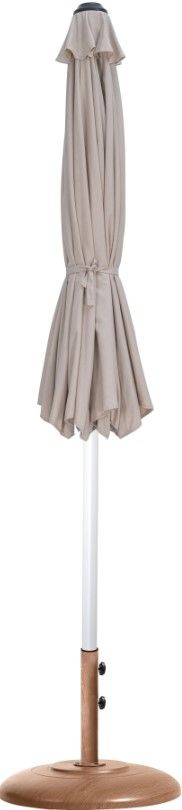 Meridian Furniture Fiji Beige/Matte White/Teak Aluminum Outdoor Patio Umbrella and Base-1