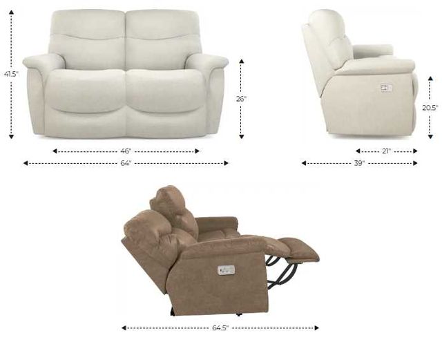 La-Z-Boy® James Smoke Power Reclining Loveseat with Headrest and Lumbar-2