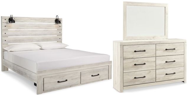 Signature Design by Ashley® Cambeck 3-Piece Whitewash White King Panel Storage Bed Set-0