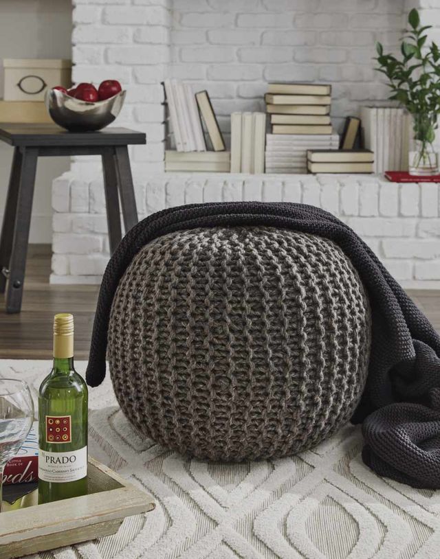 Signature Design by Ashley® Latricia Charcoal Pouf-2