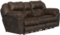 Catnapper® Ferrington Dusk Power Headrest Power Lay Flat Reclining Console Loveseat