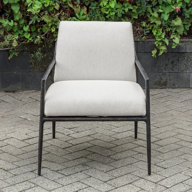 Uttermost® Thayer Oyster White Aluminum Indoor-Outdoor Upholstered Lounge Chair-1