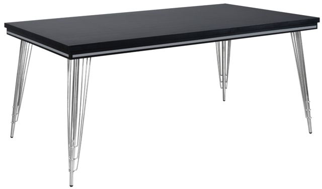 New Classic® Home Furnishings Ava Black Dining Table with Stainless Steel Base-0