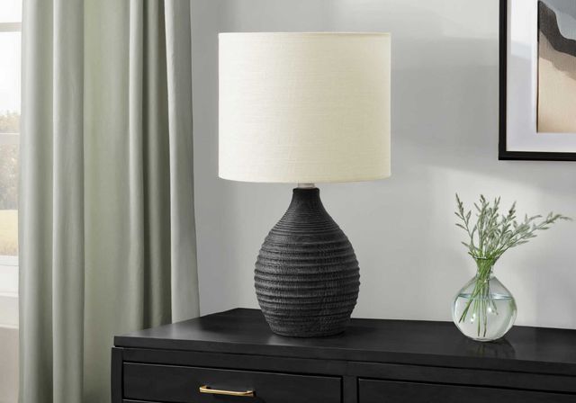 Monarch Specialties Inc. Grey Resin/Ivory Shade Table Lamp -2
