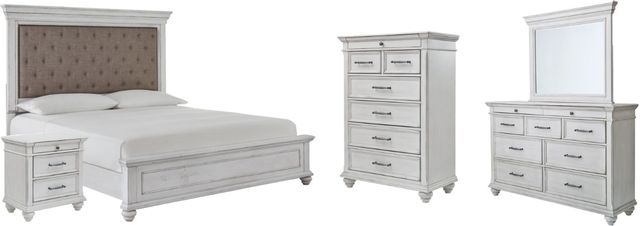 Benchcraft® Kanwyn 5-Piece Whitewash Queen Panel Bed Set-0