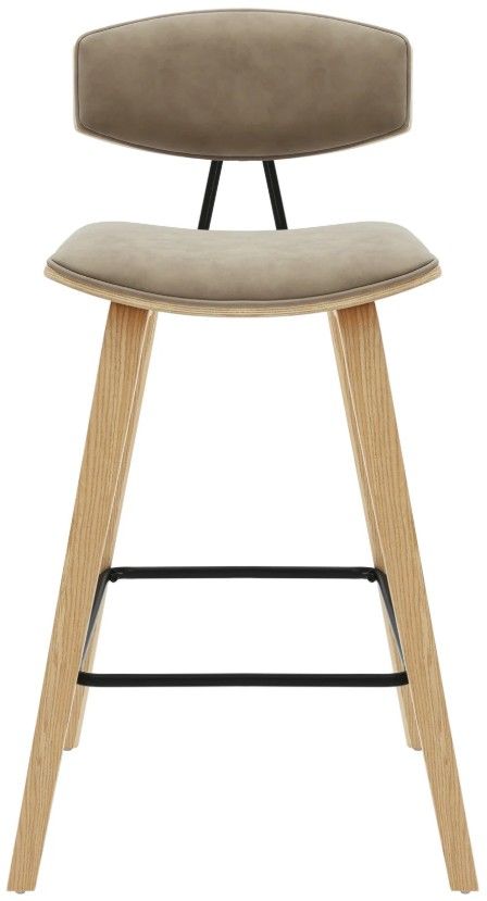 Armen Living Fox 2-Piece Oak/Vintage Taupe Counter Stool Set-2