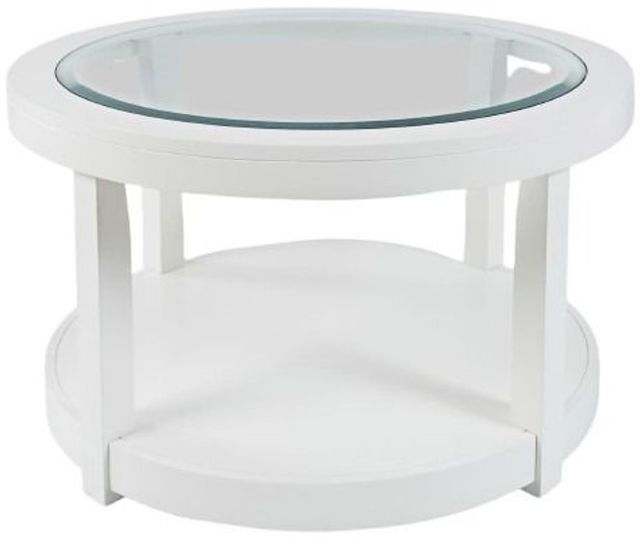 Jofran Inc. Urban Icon Glass Top Round Coffee Table with White Base-2